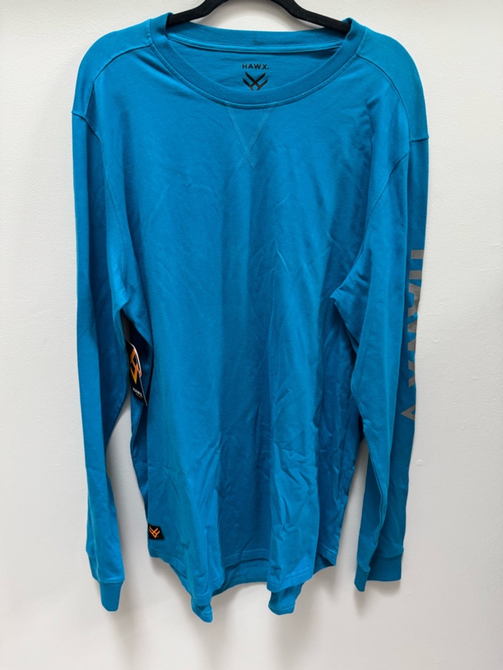 Hawx Long Sleeve Men’s Work Shirt. Size Large Tall. UPF 30. Teal blue